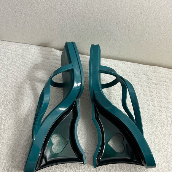 Melissa dark Green Minimalist heels Sandals with Square Toe Sz 5 - Picture 5 of 9